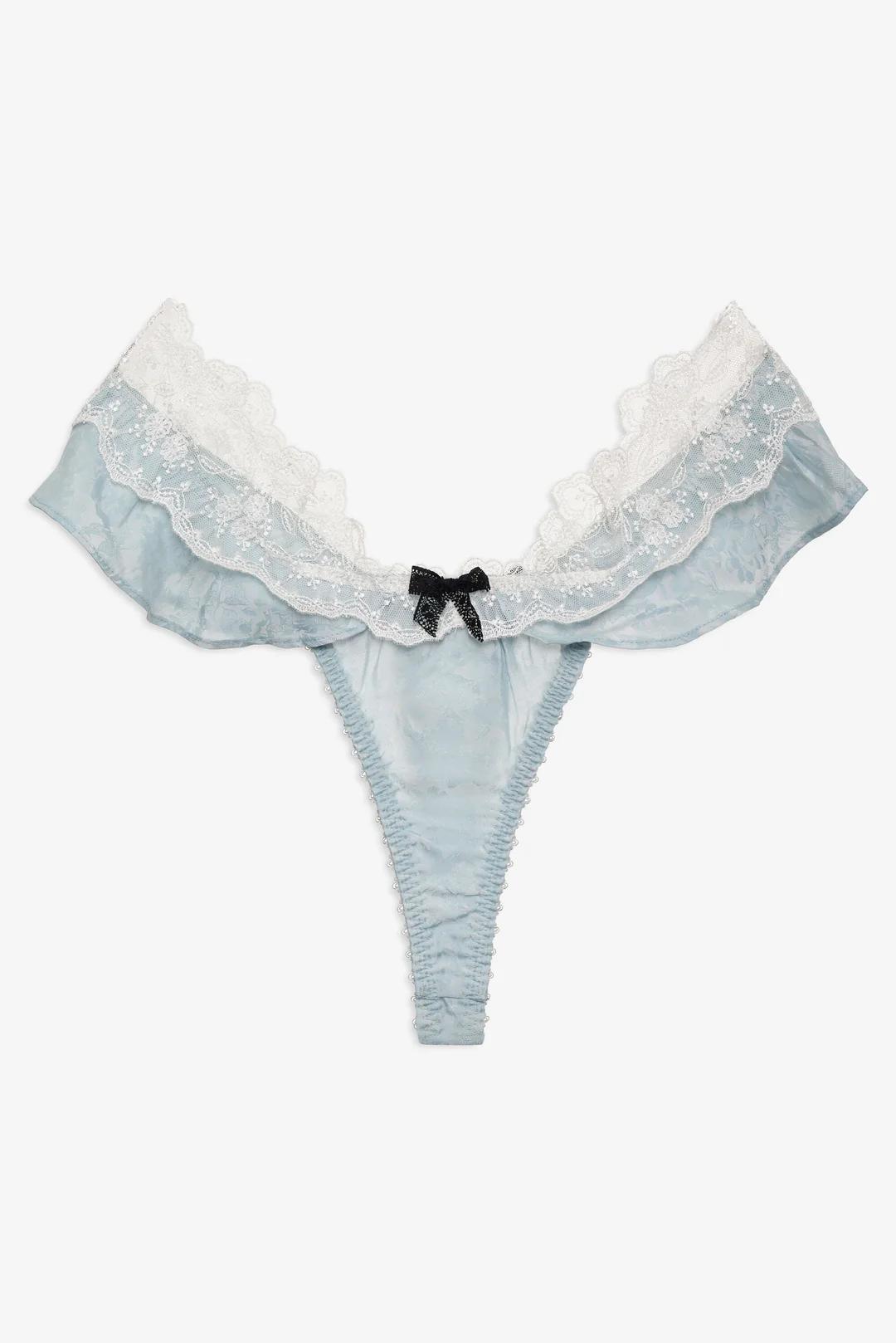 Bluebird Jacquard Thong Panty — Dusty Blue 4 Bluebird Jacquard Thong Panty — Dusty Blue