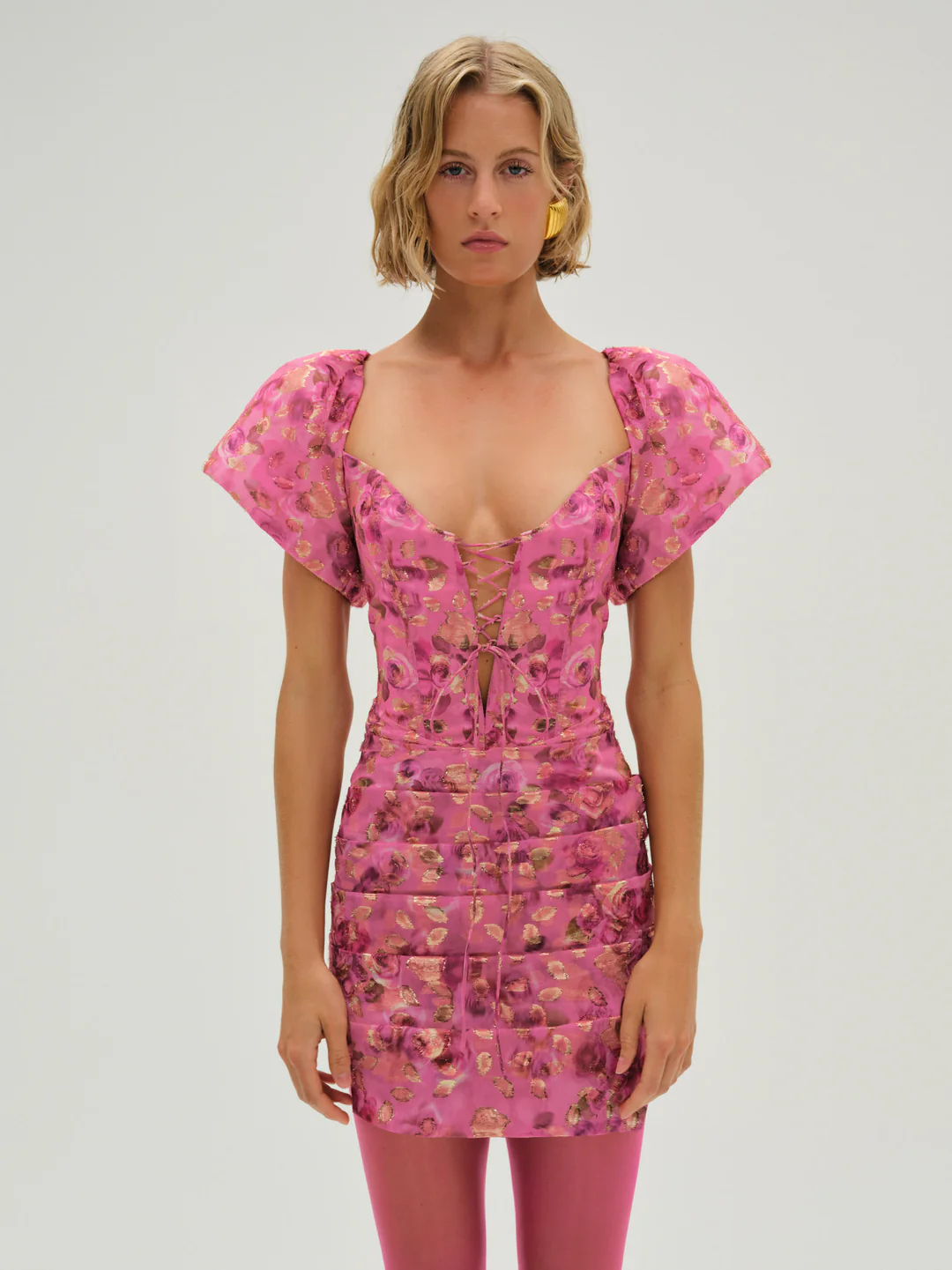 Blurred Roses Mini Dress — Pink