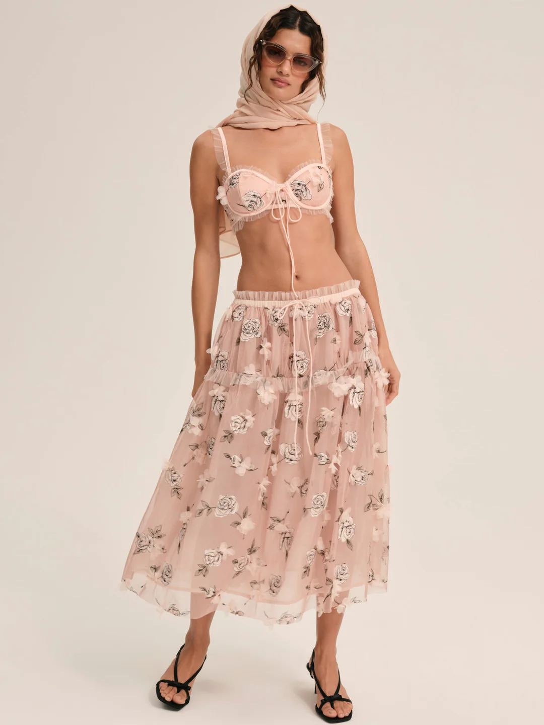 Blushing Rose Midi Skirt — Blush