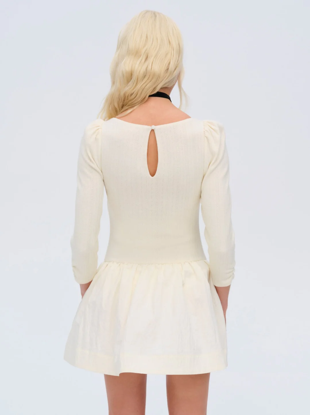 Aliyah Pointelle Mini Dress — Cream