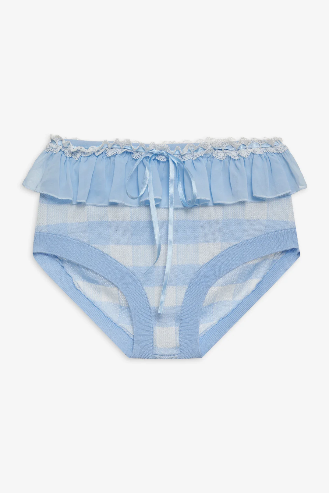 Brushed Gingham Knit Panty — Blue