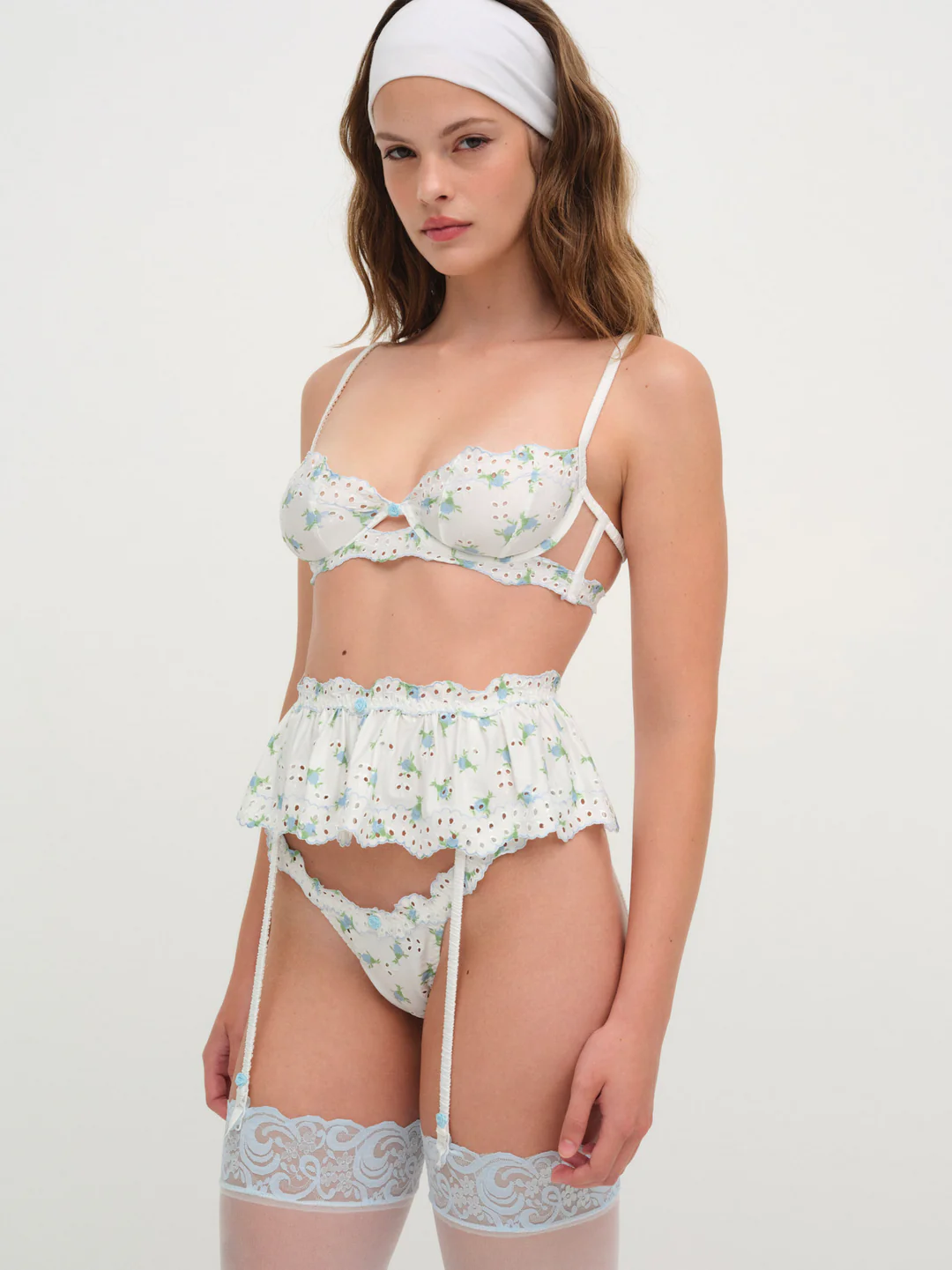 Budding Blossom Garter Belt — White