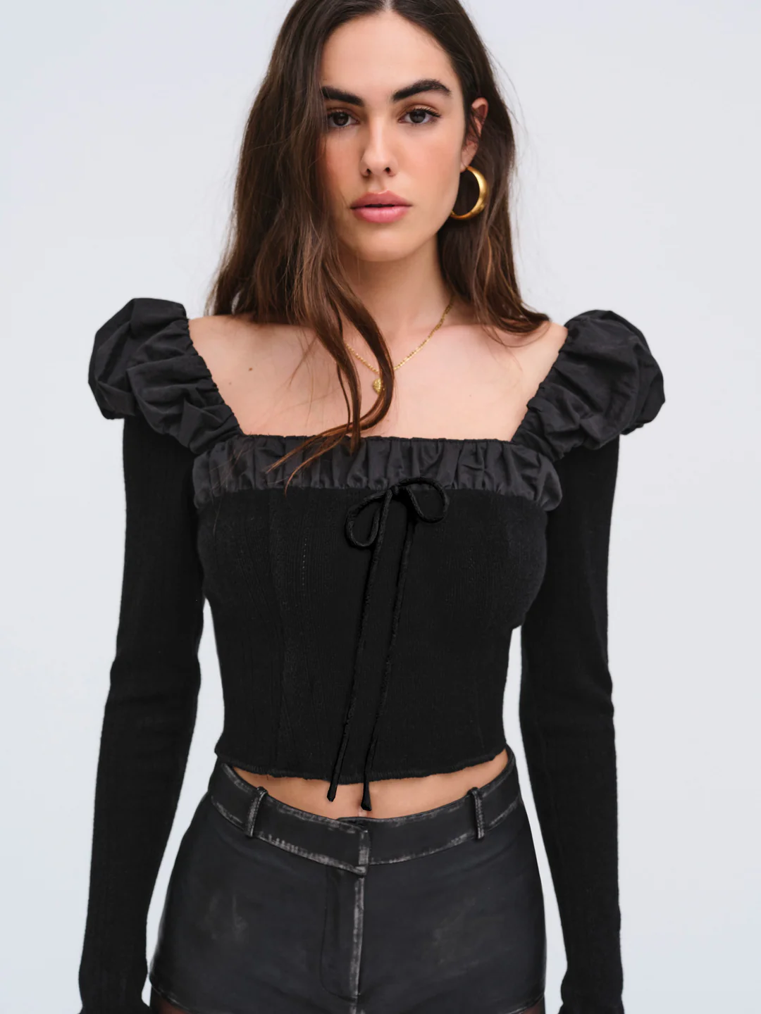 Aliyah Pointelle Top — Black
