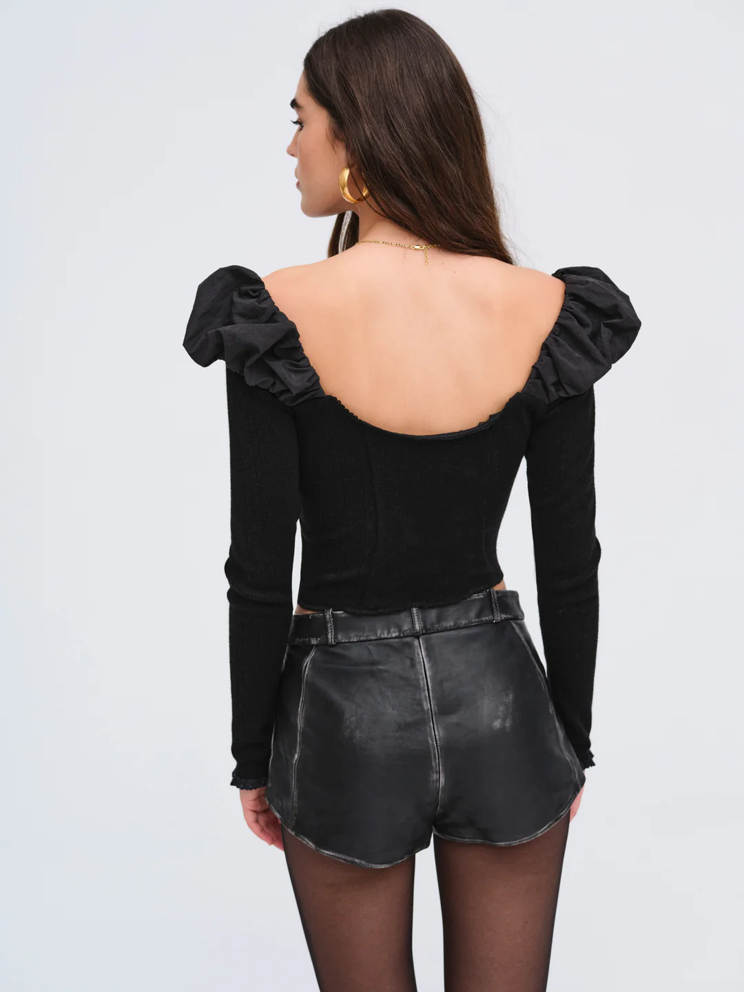 Aliyah Pointelle Top — Black