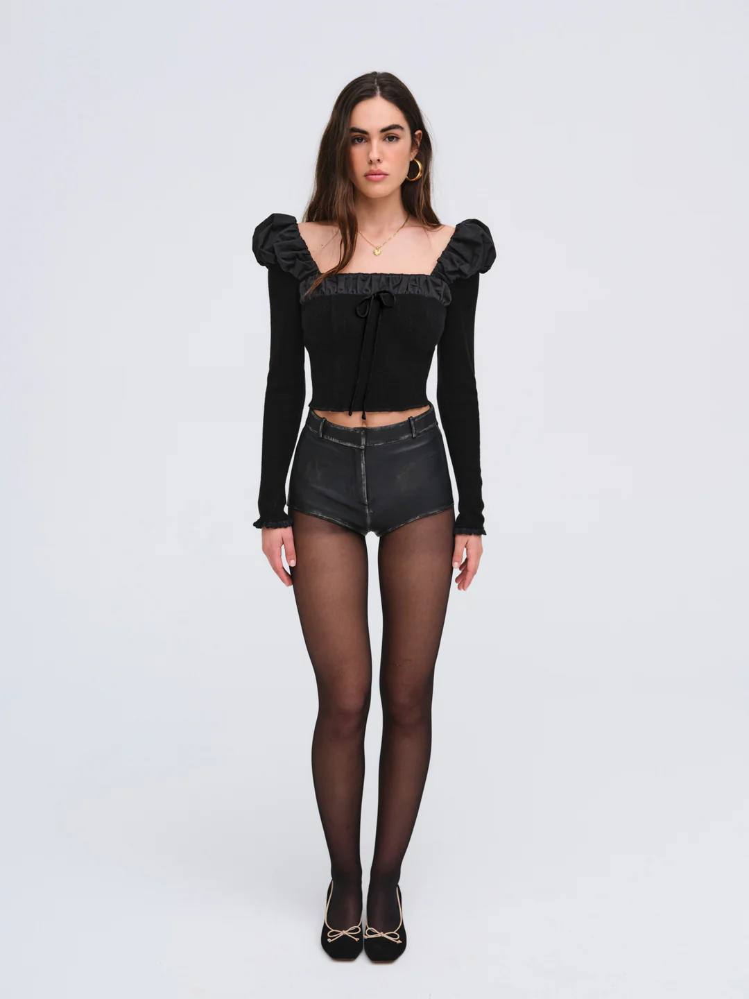 Aliyah Pointelle Top — Black 3 Aliyah Pointelle Top — Black