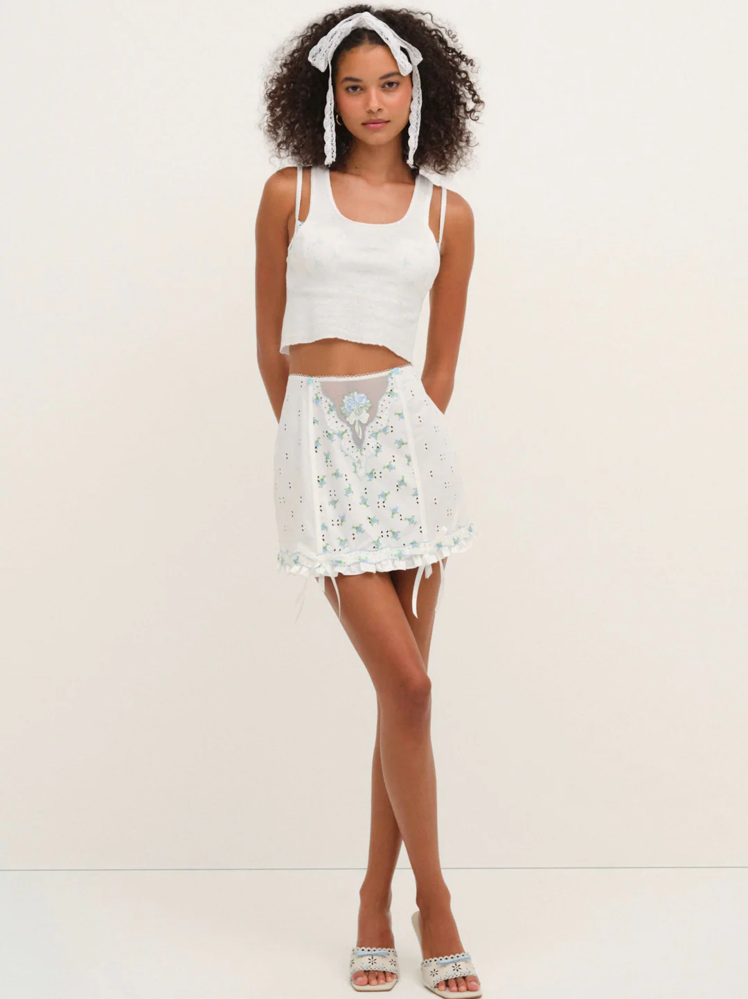 Budding Blossom Garter Skirt — White