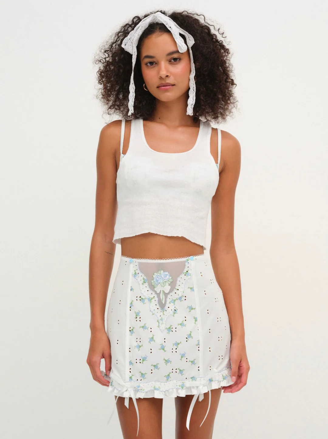 Budding Blossom Garter Skirt — White