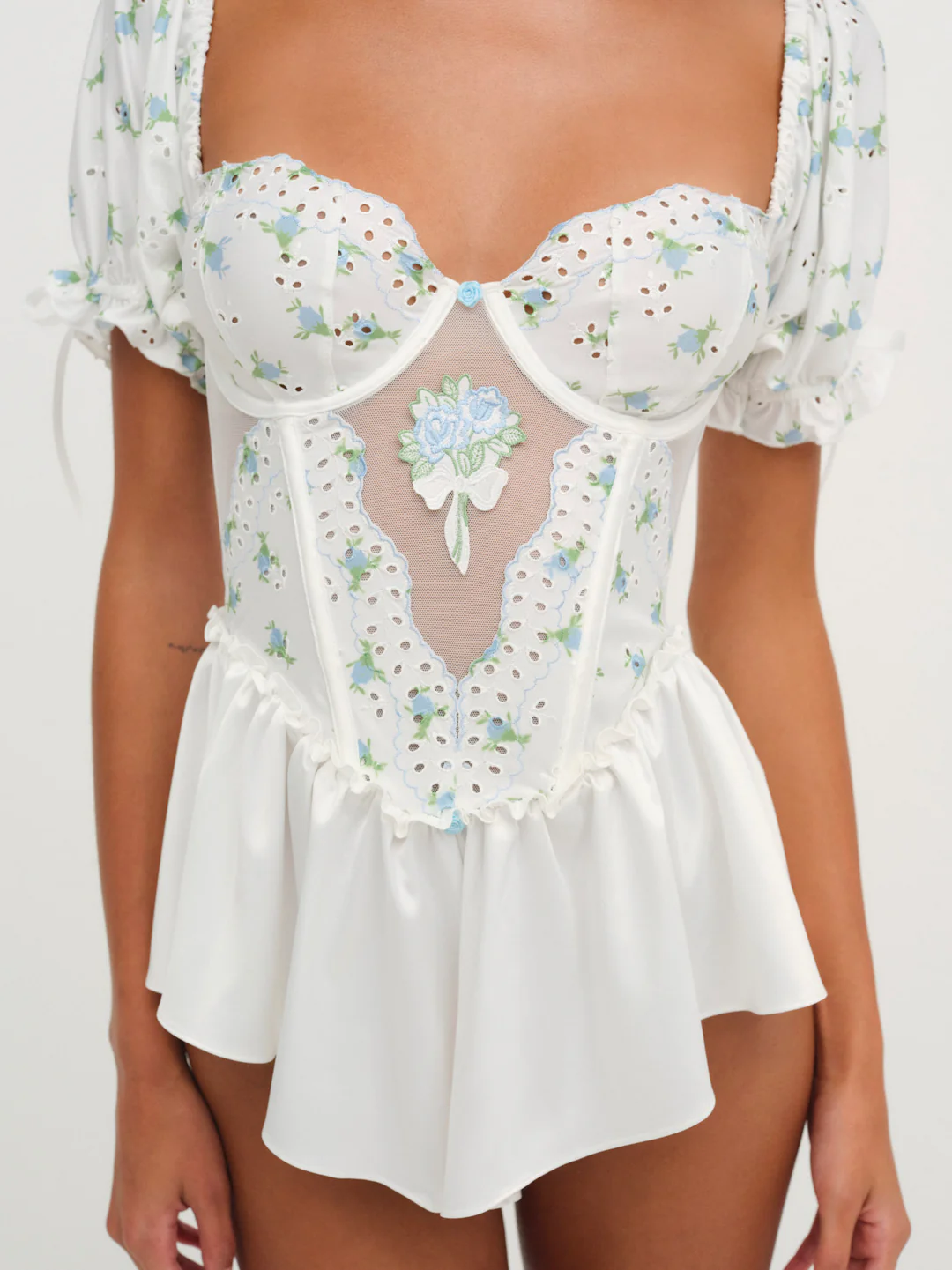 Budding Blossom Sleep Romper — White