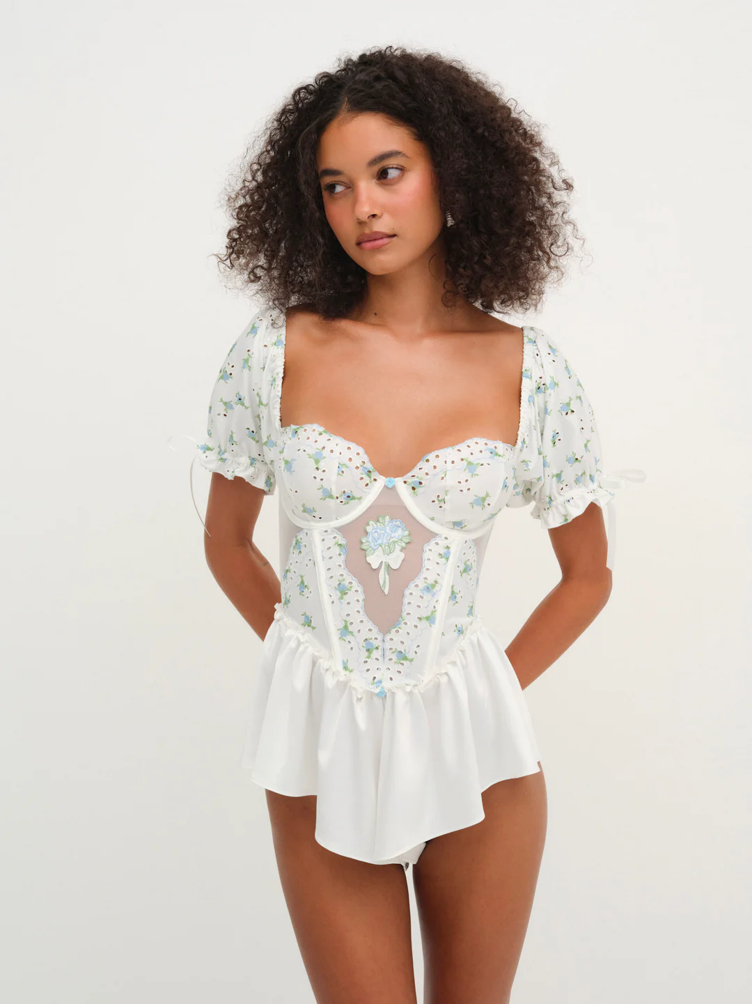 Budding Blossom Sleep Romper — White