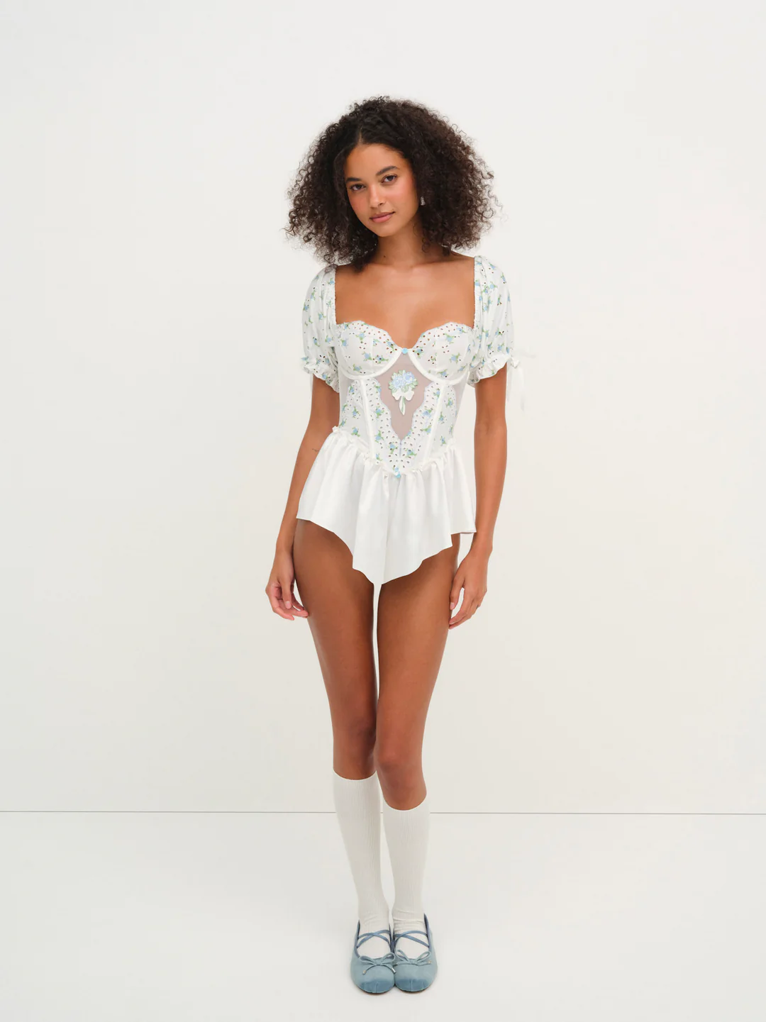 Budding Blossom Sleep Romper — White
