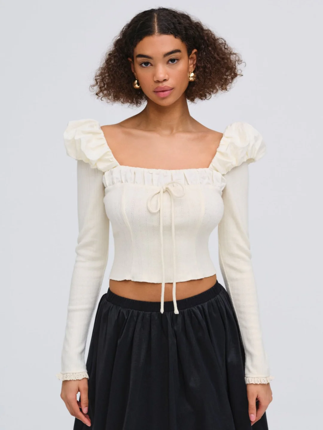 Aliyah Pointelle Top — Cream