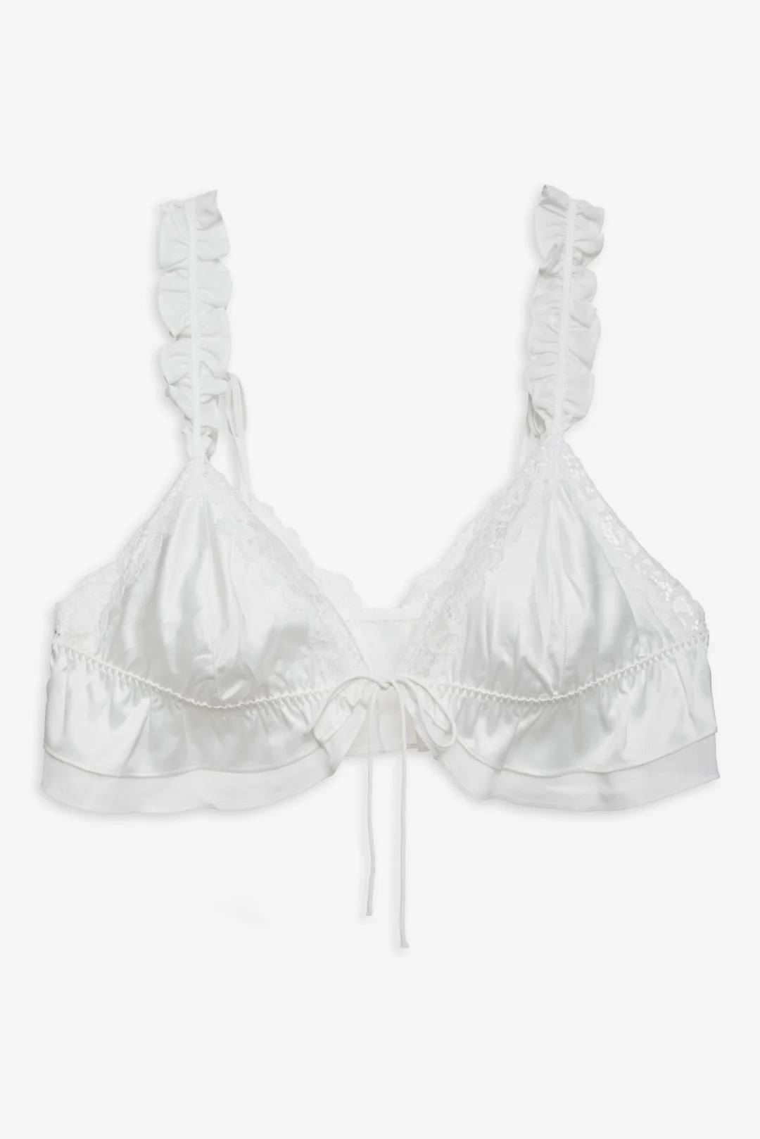 Butterfly Lace Ruffle Bralette — White