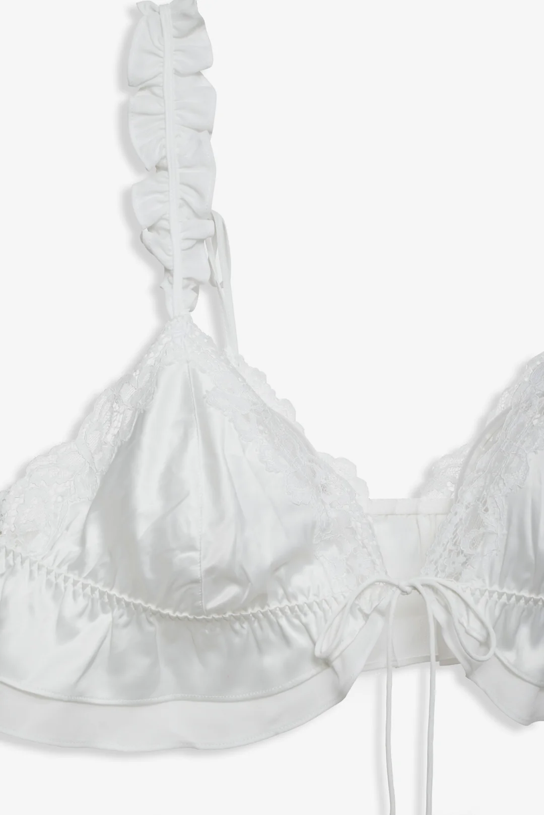 Butterfly Lace Ruffle Bralette — White