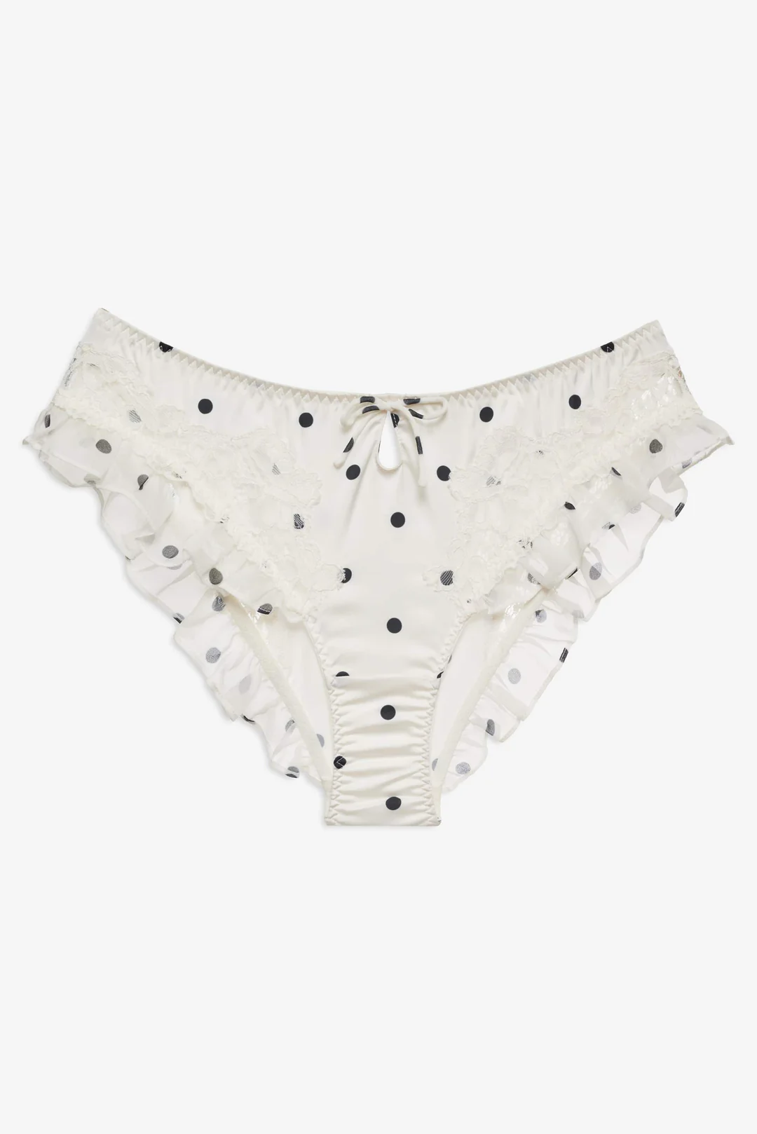 Butterfly Lace Ruffle Cheeky Panty — Cream