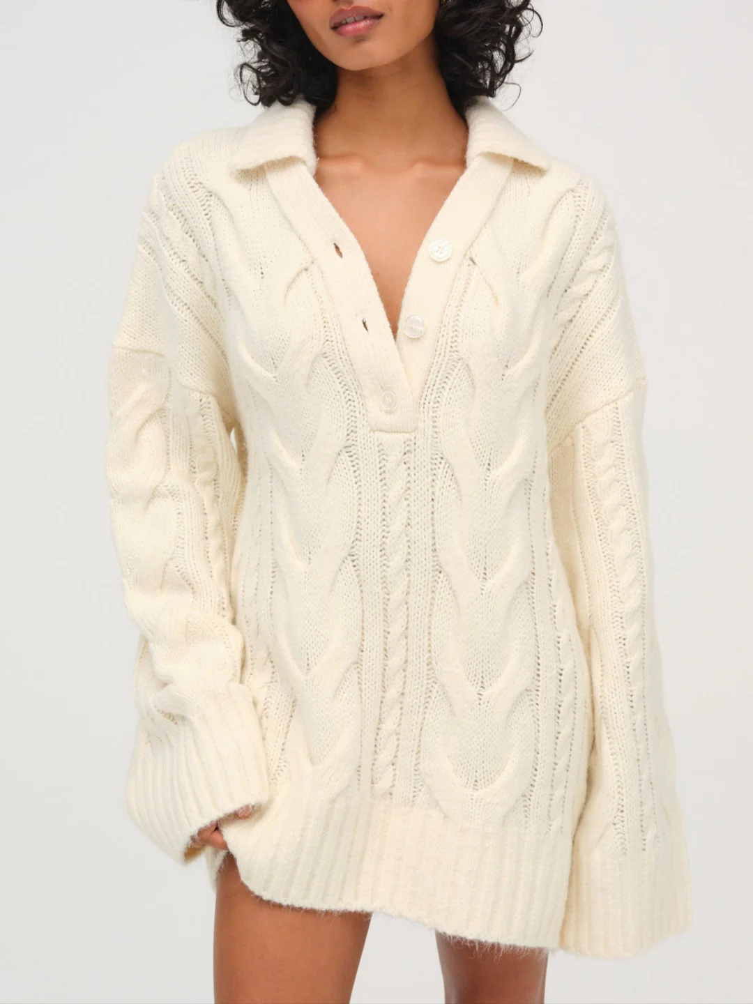 Camille Cable Knit Sweater — Cream