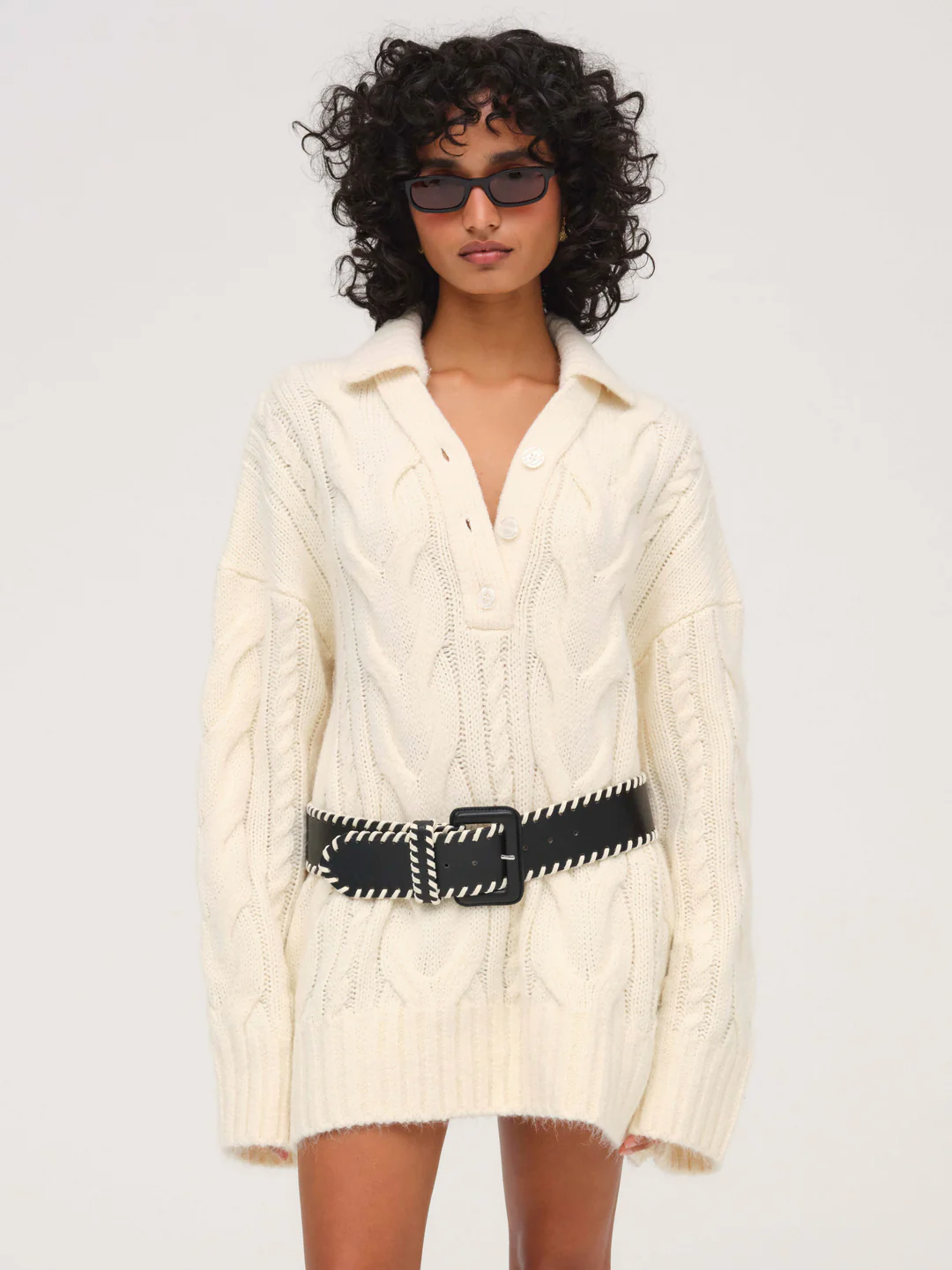 Camille Cable Knit Sweater — Cream