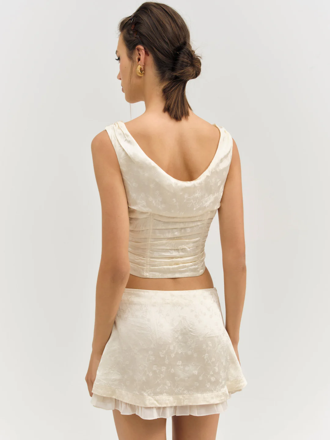 Carla Jacquard Corset Top — Cream