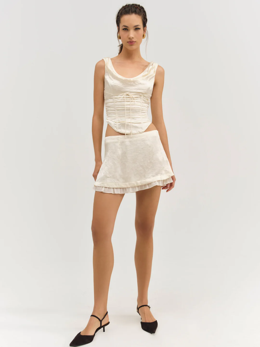 Carla Jacquard Corset Top — Cream