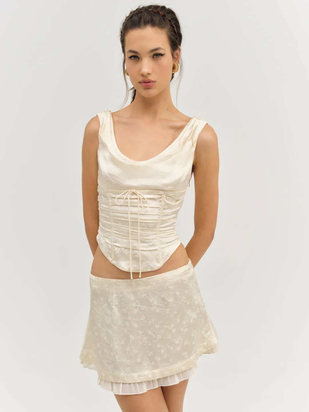 Carla Jacquard Mini Skirt — Cream