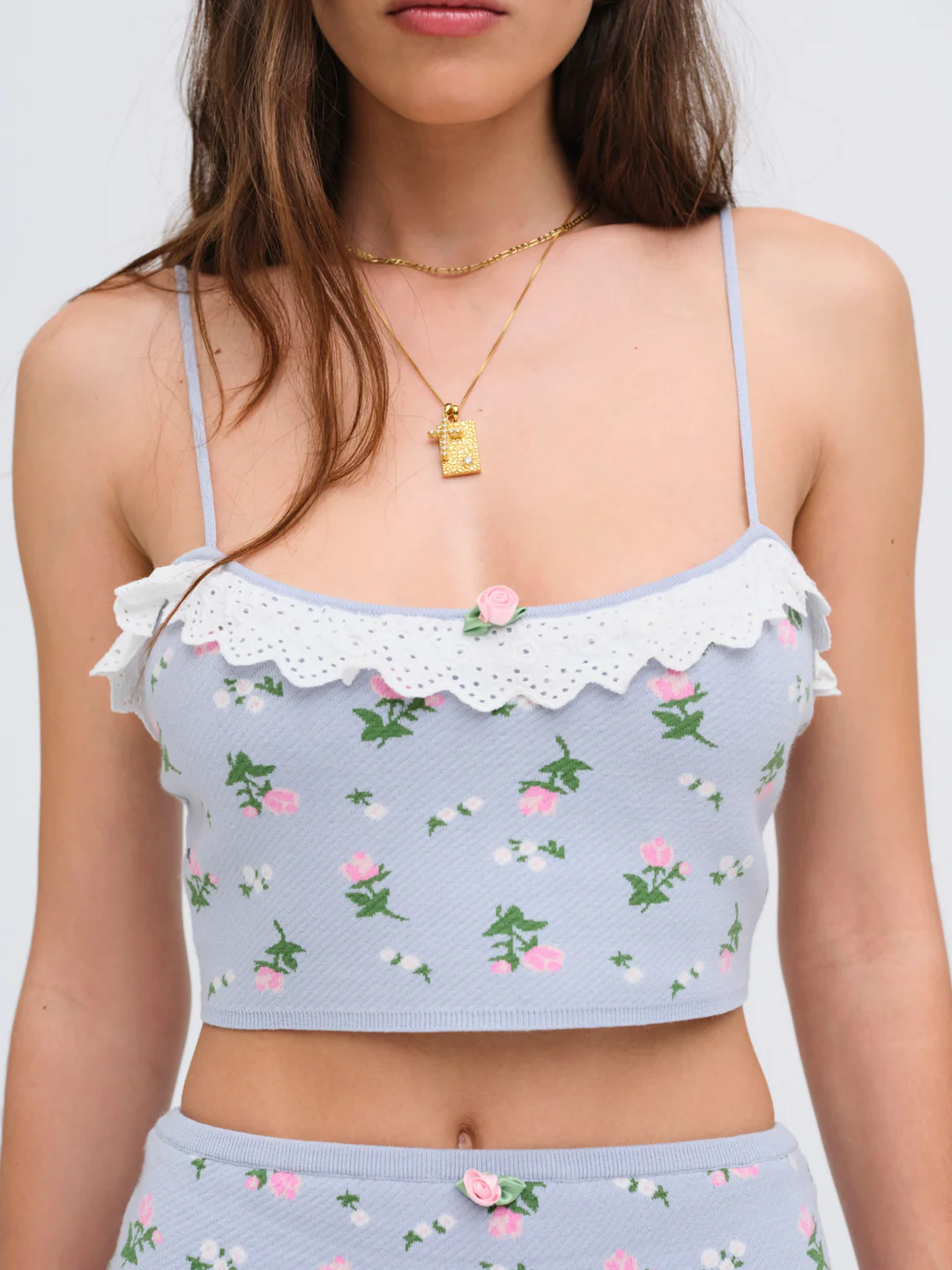 Amalia Knit Crop Top — Blue