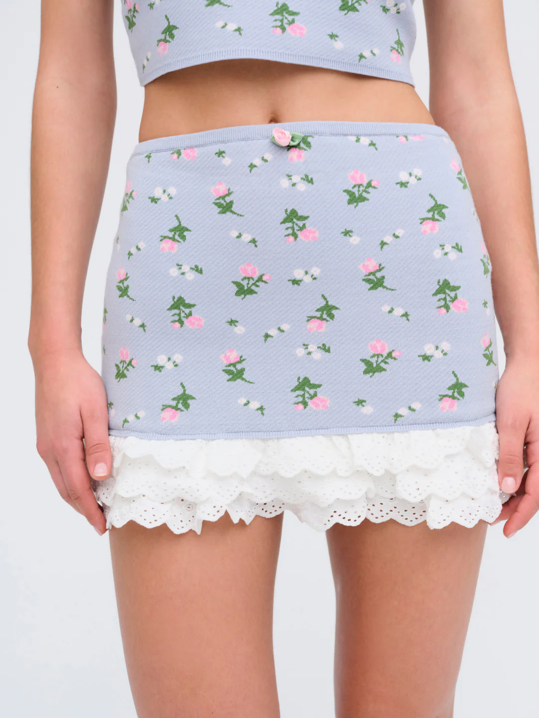 Amalia Knit Mini Skirt — Blue