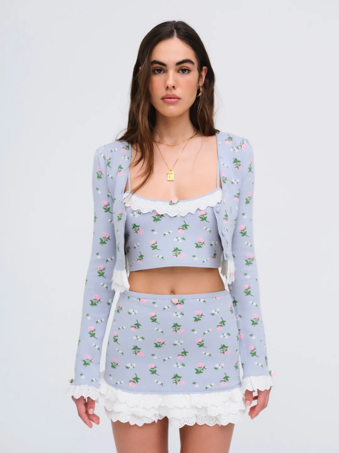 Amalia Knit Mini Skirt — Blue