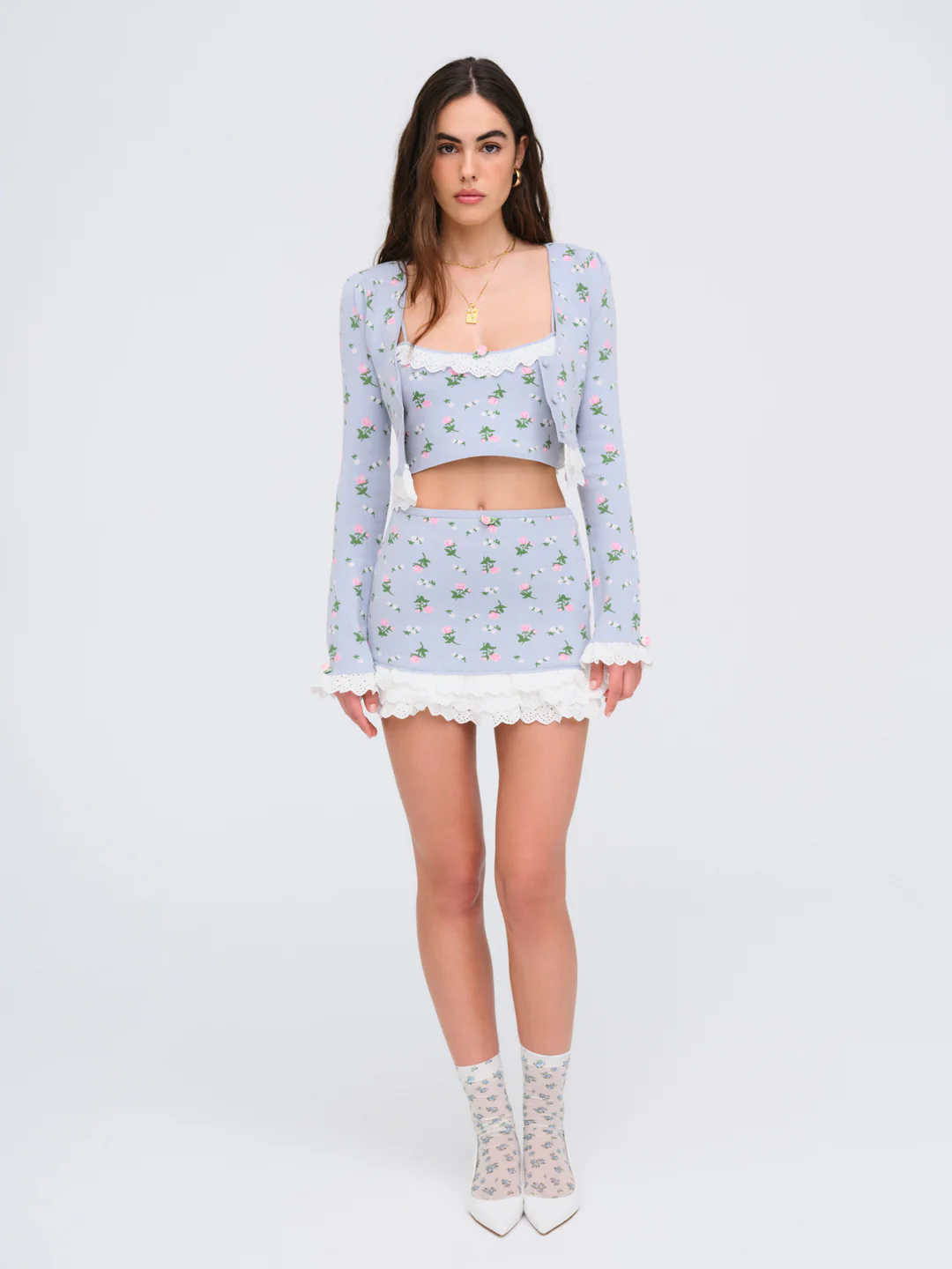 Amalia Knit Mini Skirt — Blue