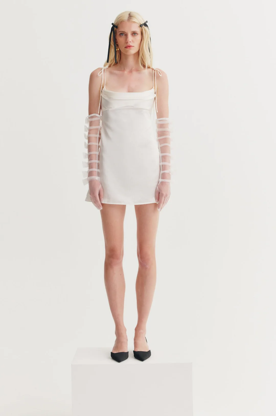 Ambre Mini Dress W/ Gloves — White 3 Ambre Mini Dress W/ Gloves — White