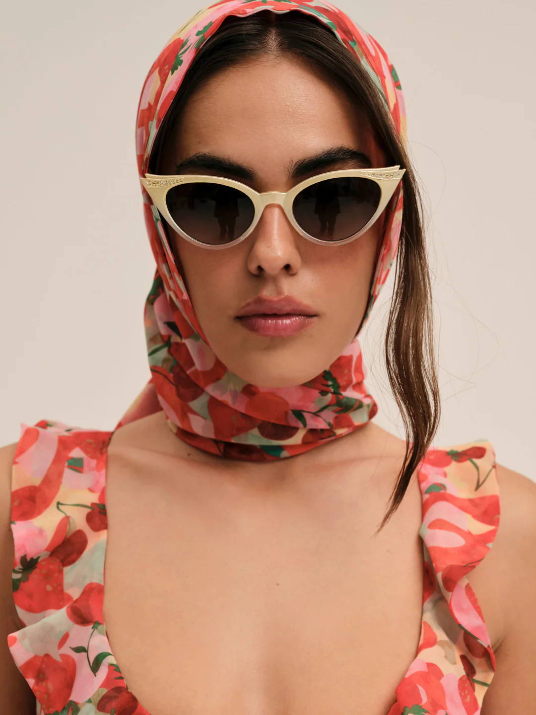 Ambrosia Print Headscarf — Red 4 Ambrosia Print Headscarf — Red