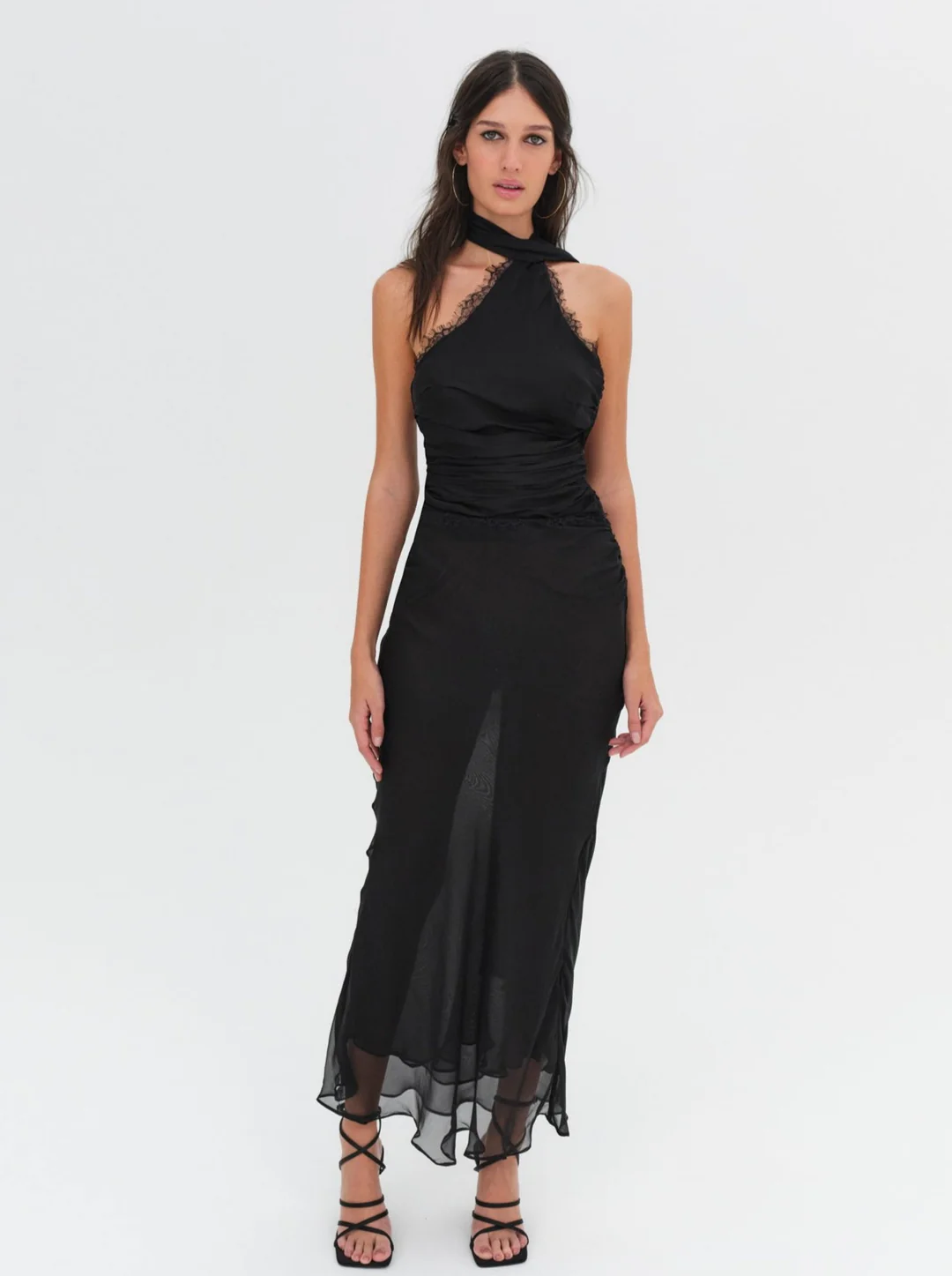 Angela Chiffon Maxi Dress — Black