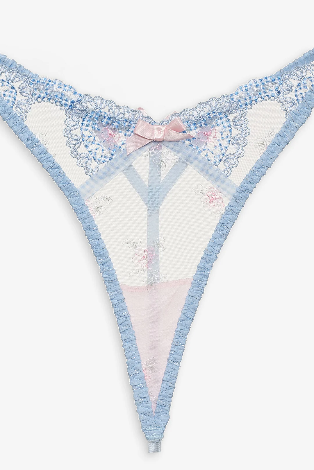 Dainty Doily Thong Panty — Blue