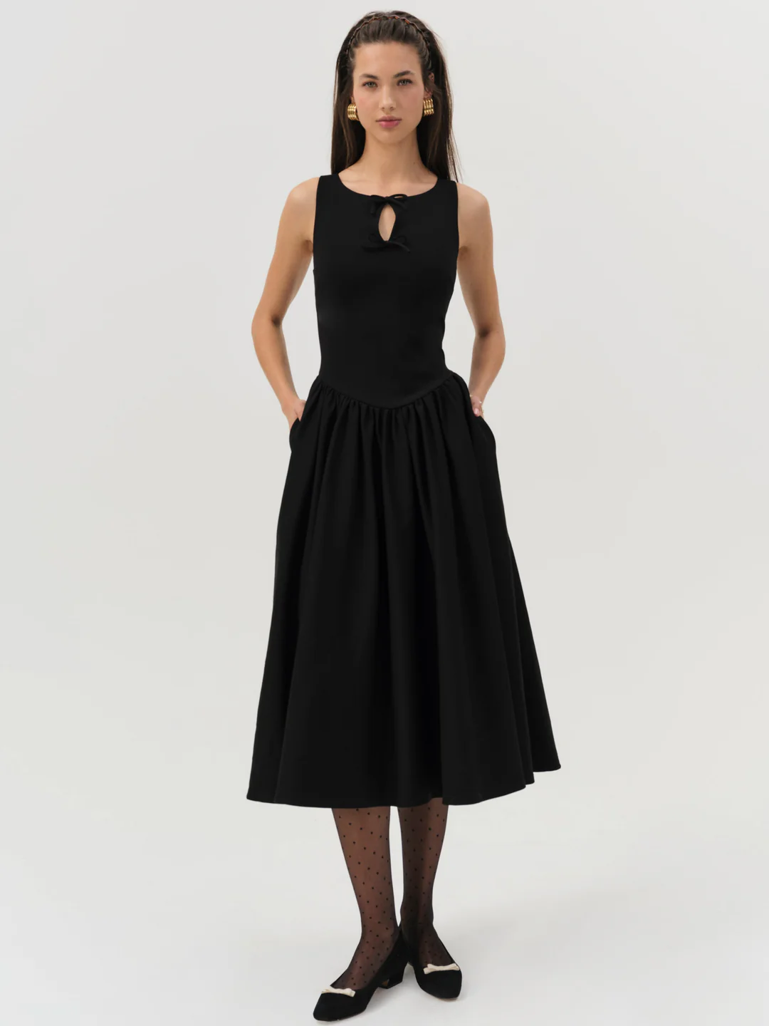 Anika Midi Dress — Black