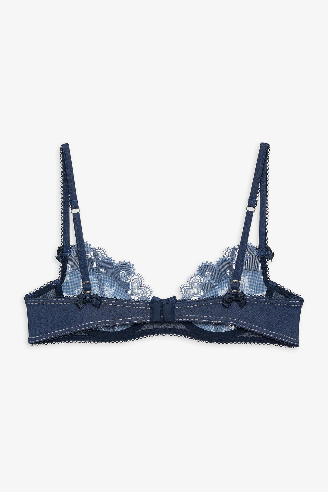 Denim Hearts Underwire Bra — Blue
