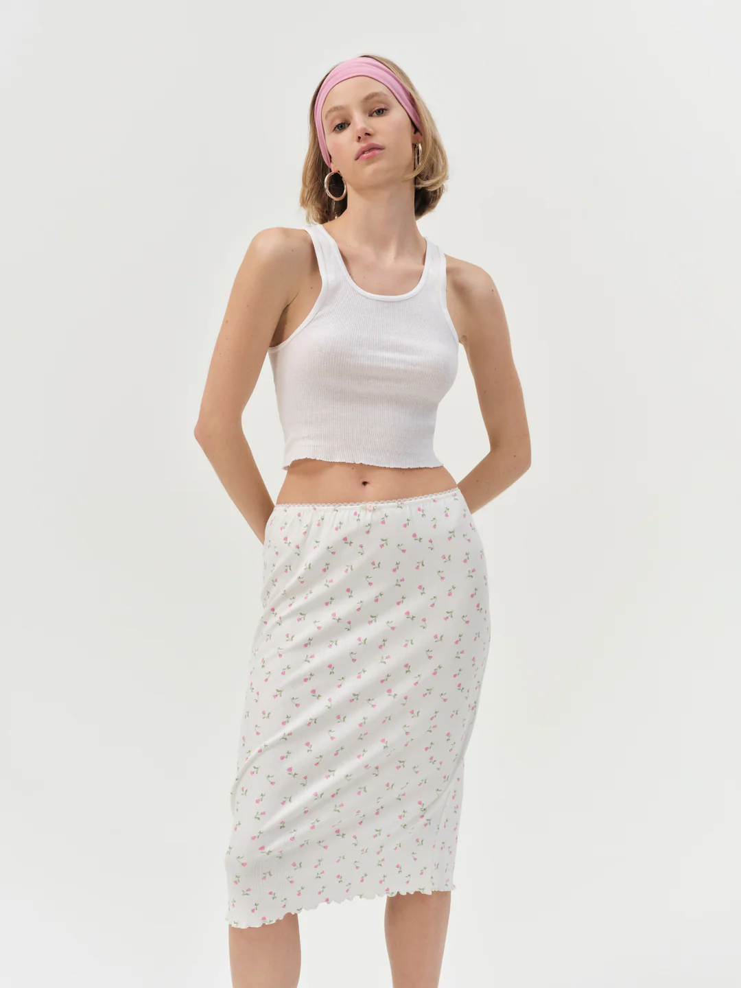 Elliana Midi Skirt — White