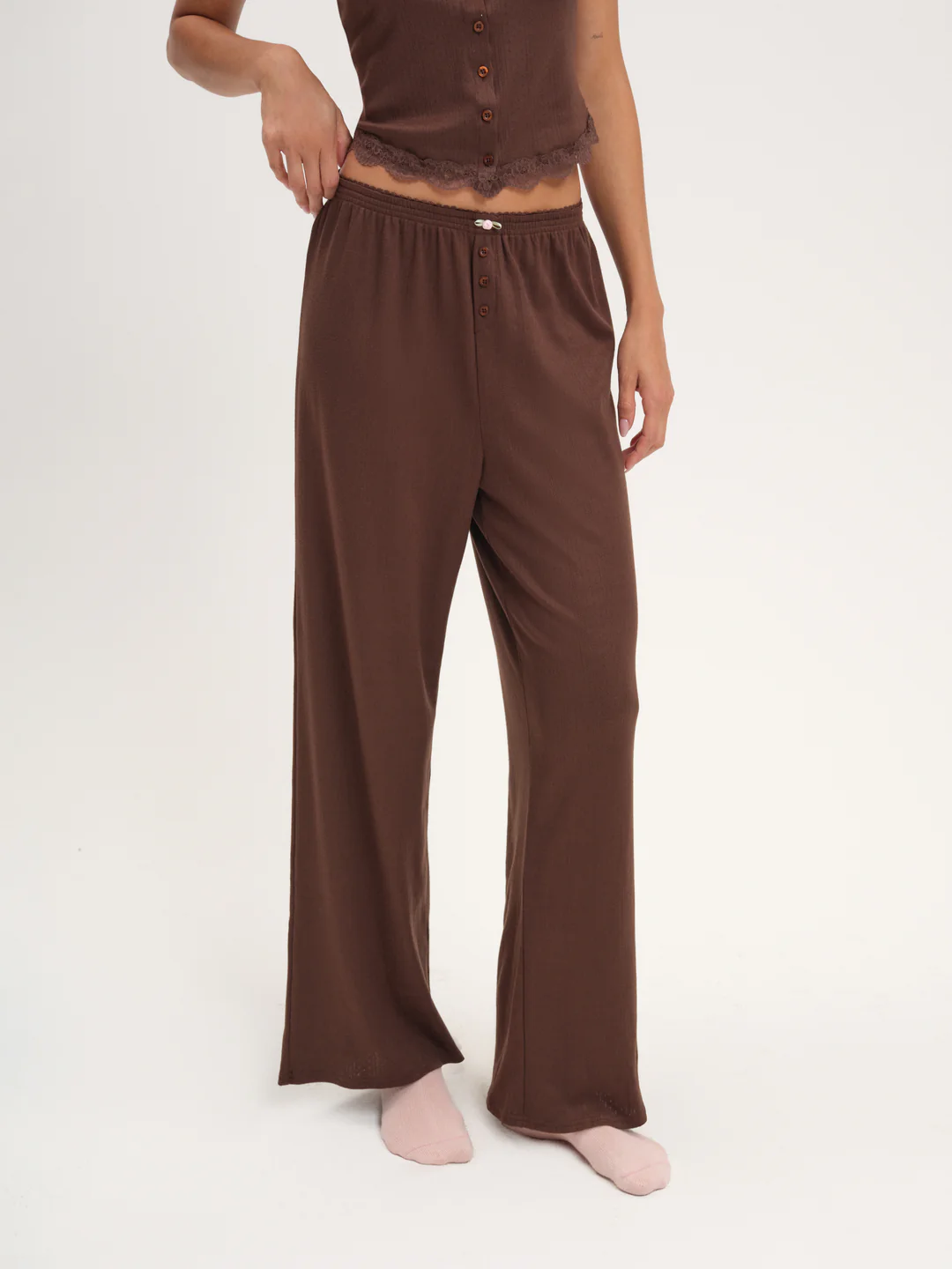 Elliana Wide Leg Pant — Chocolate