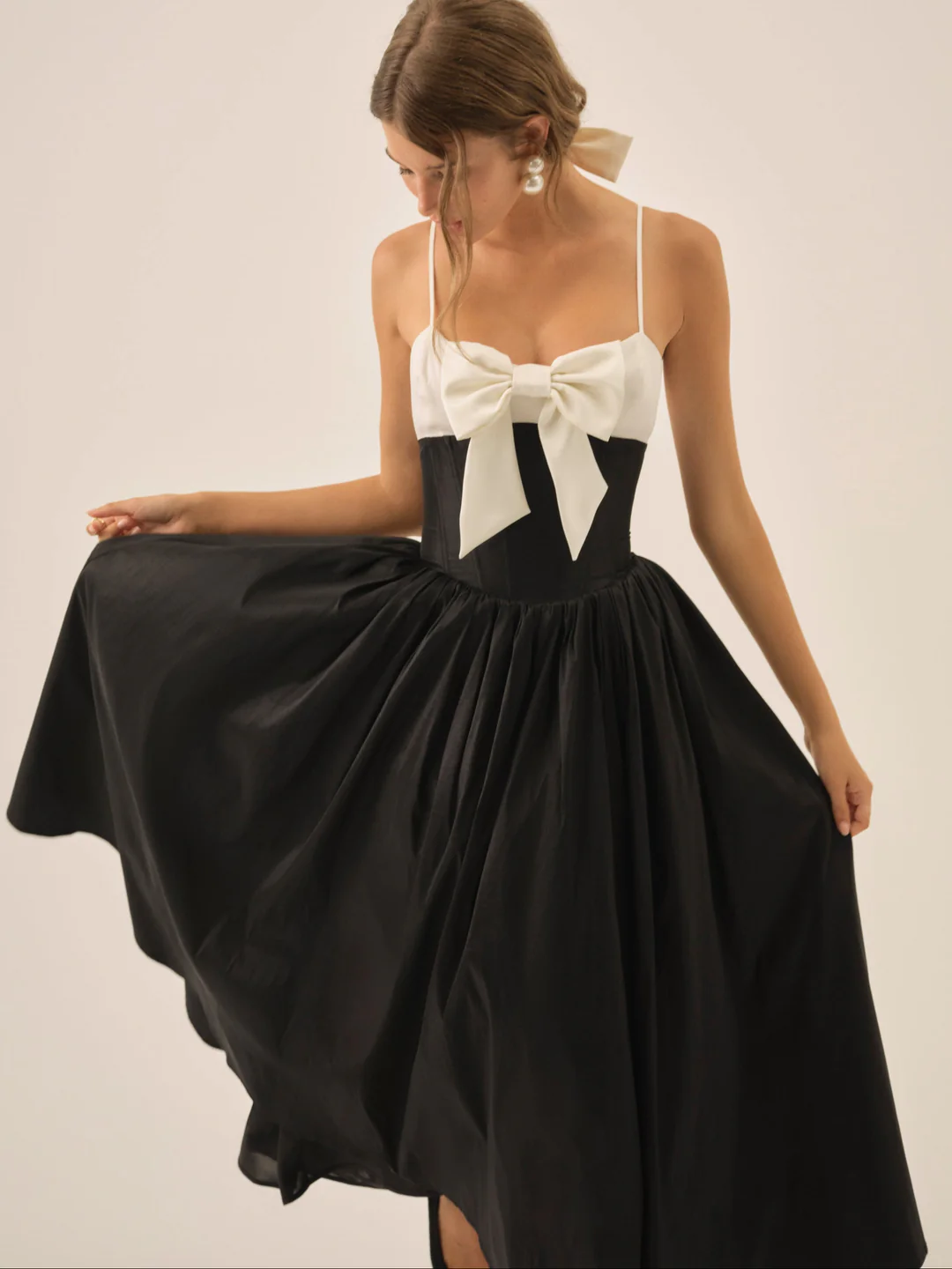 Emalie Taffeta Midi Dress — Black 4 Emalie Taffeta Midi Dress — Black
