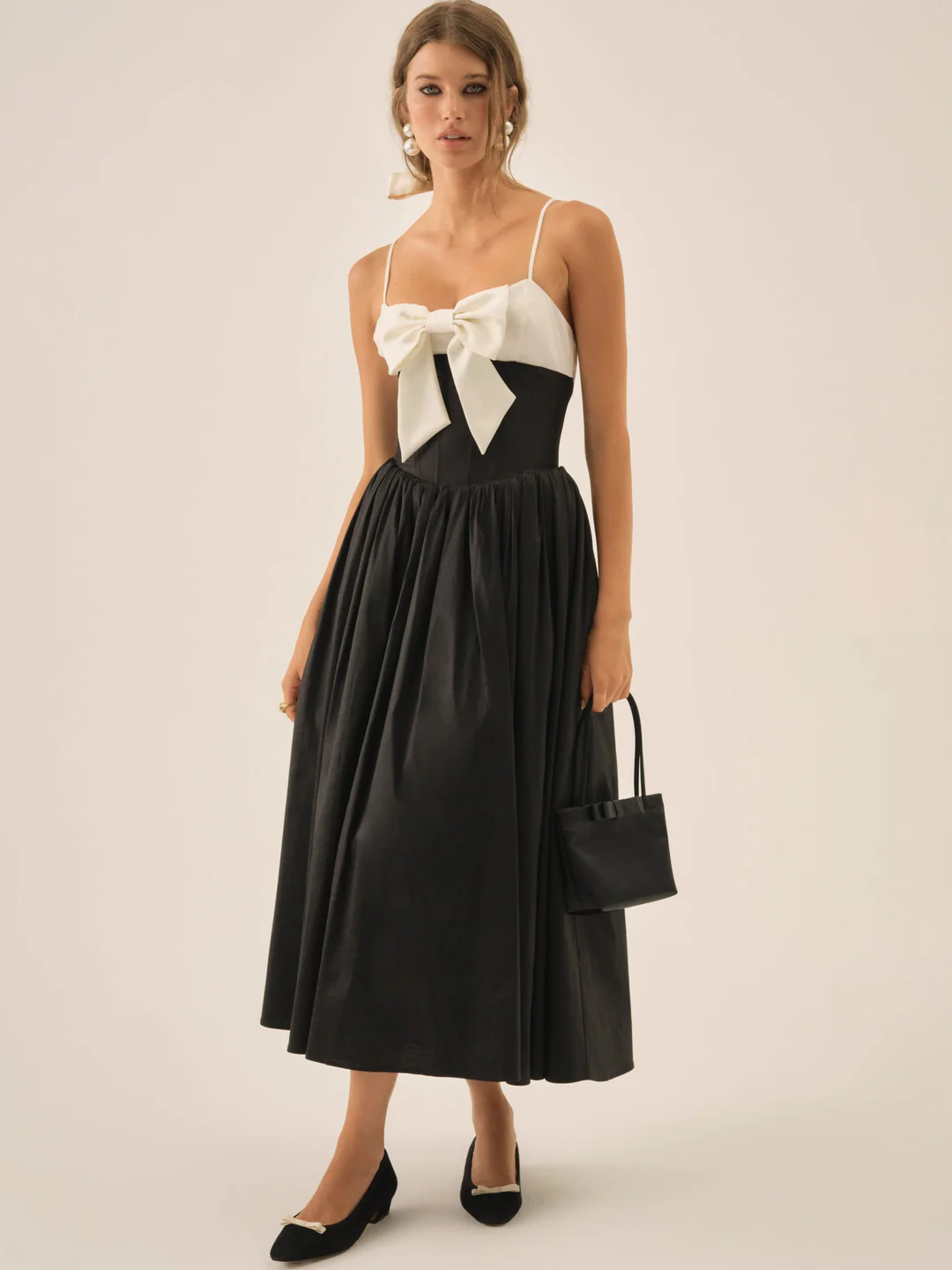 Emalie Taffeta Midi Dress — Black 5 Emalie Taffeta Midi Dress — Black