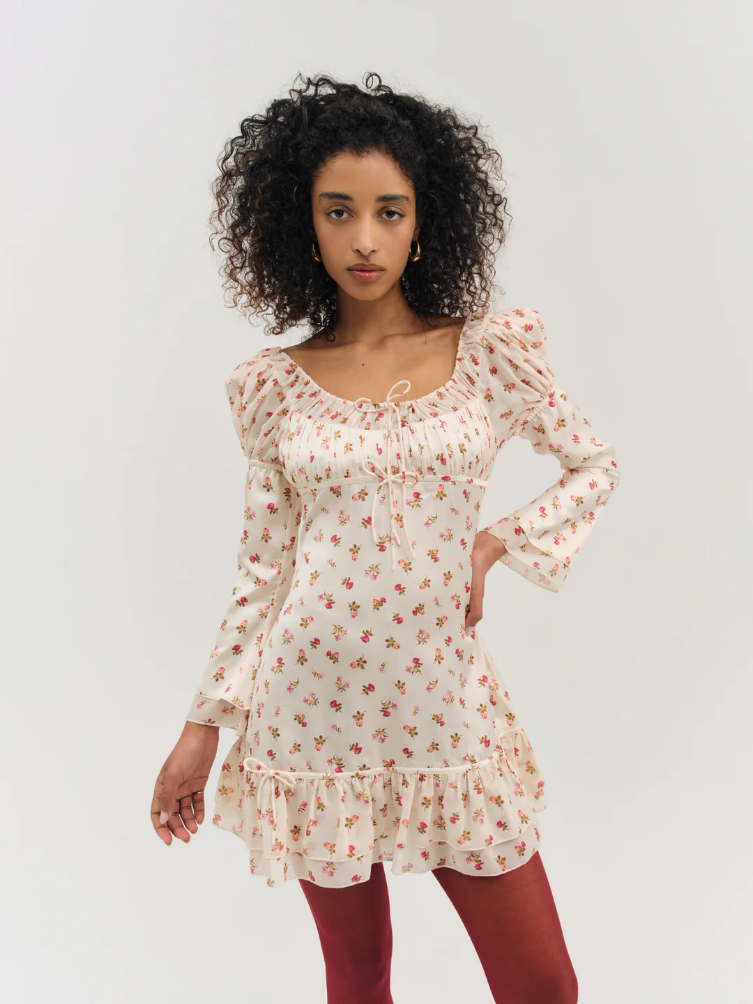 Adahlia Floral Mini Dress — Cream