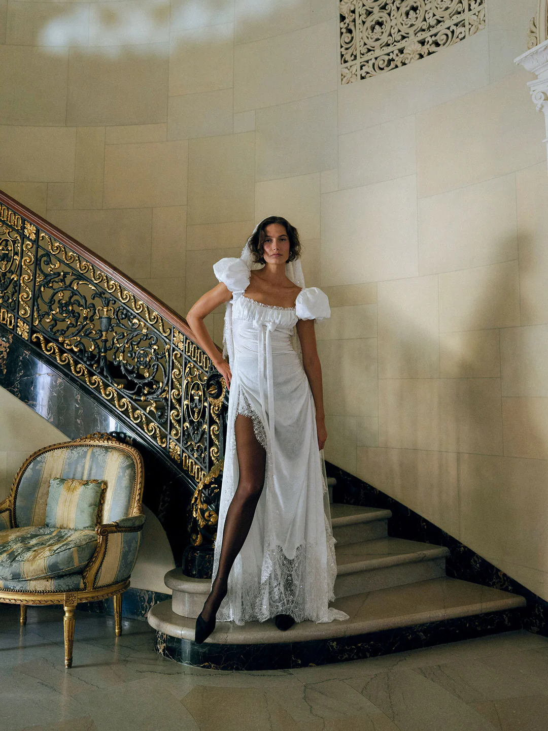 Aurelia Jacquard Gown — White