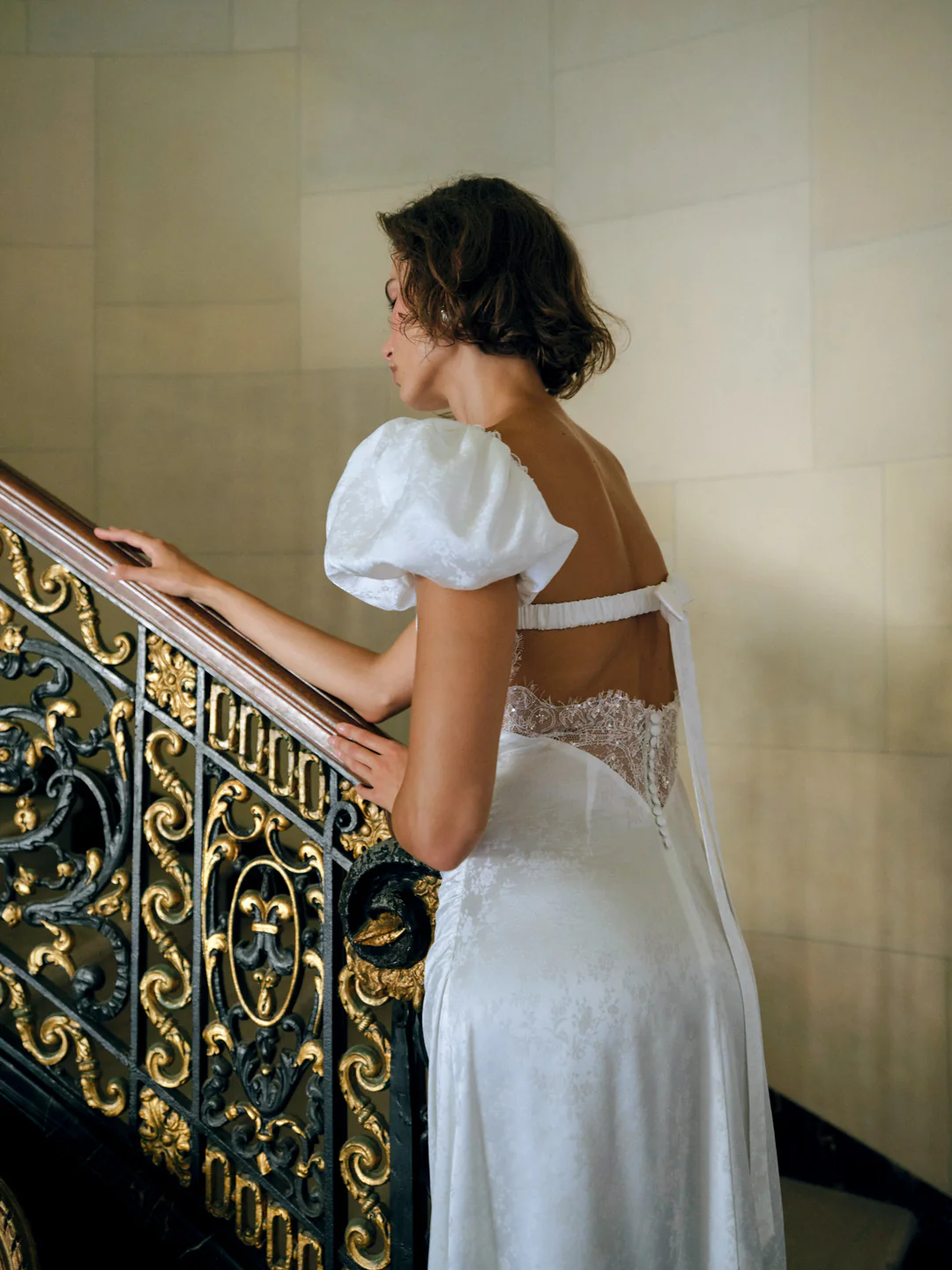 Aurelia Jacquard Gown — White