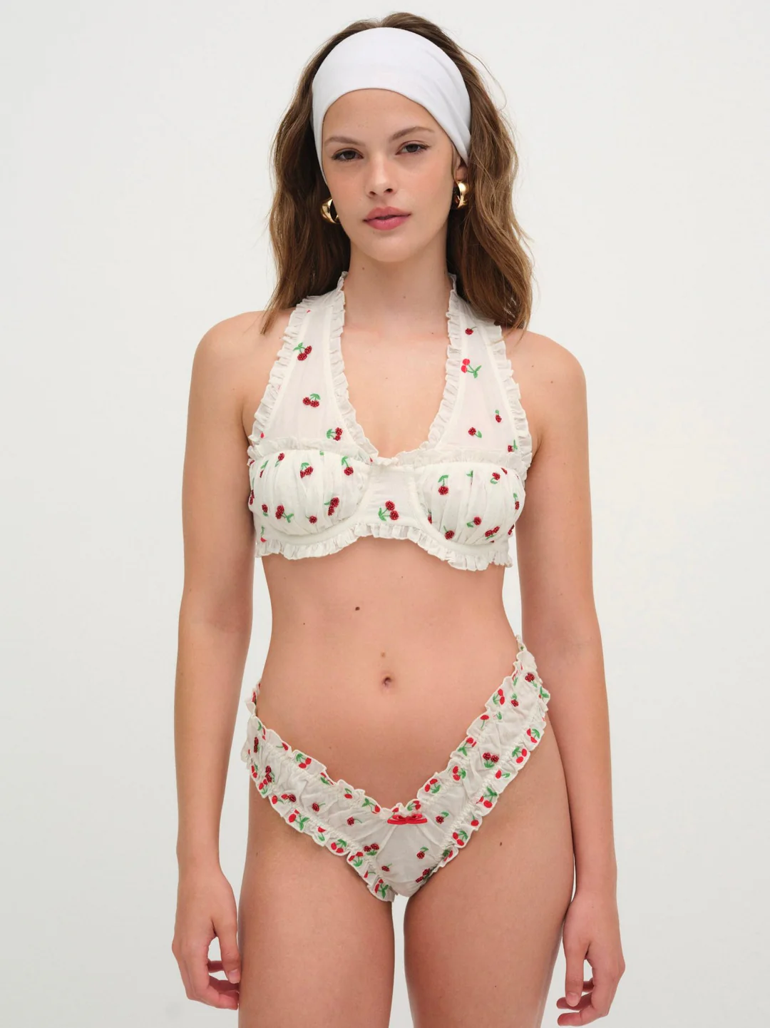 Beaded Cherries Underwire Bra — Red