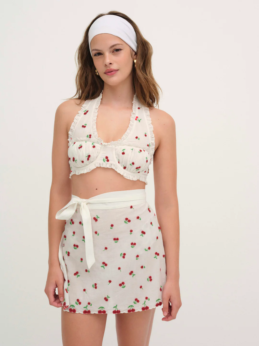 Beaded Cherries Underwire Bra — Red