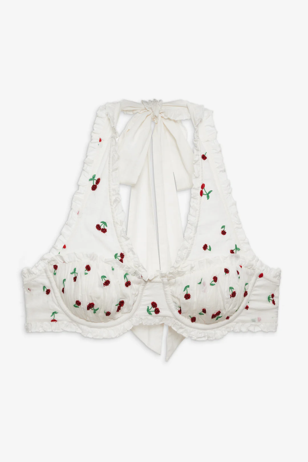 Beaded Cherries Underwire Bra — Red